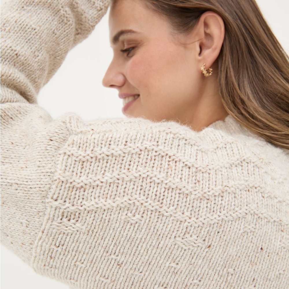 NWT Fat Face Ivory Snowflake Wool Jumper Sweater Size 6 - Picture 6 of 11